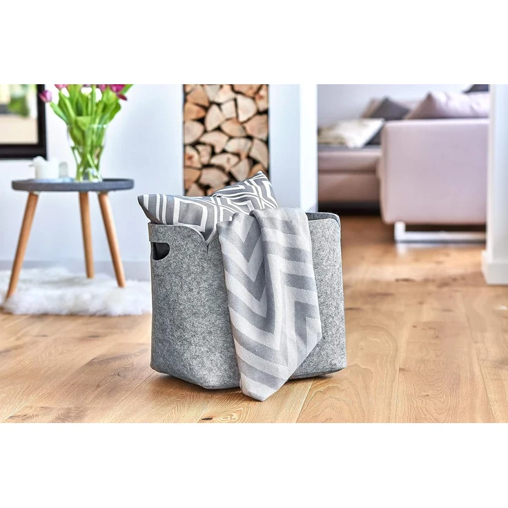 ZELLER PRESENT Aufbewahrungskorb Filz 36x28x36cm grau 110707 – Bild 3