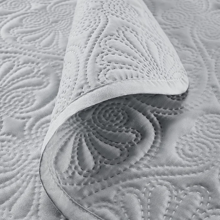 Tagesdecke Steppdecke Decke Bettüberwurf Muster Leila Doppelseitig Elegantes Muster (Light Grey, 200 x 220 cm) – Bild 3