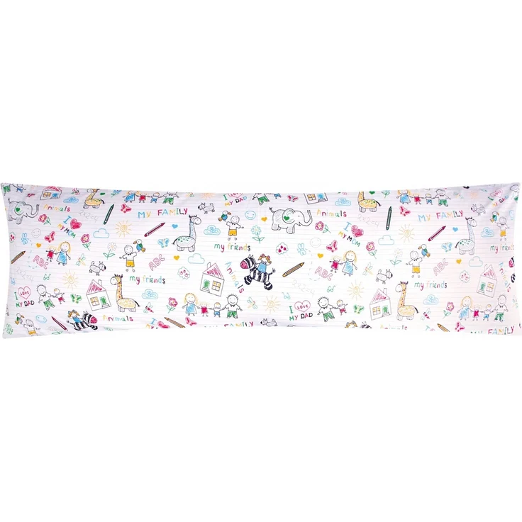 Heubergshop Seitenschläferkissenbezug, (1 Stück), 40x145cm Familie und Tiere gemalt - 100% Baumwolle Kinder (My Family) – Bild 1