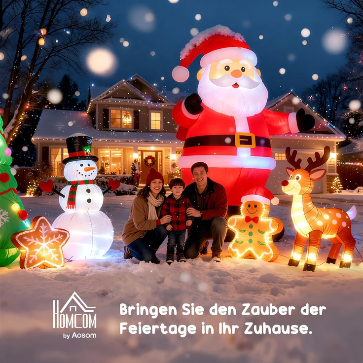 HOMCOM Weihnachtsschneemann, Polyester, Weiß, 130L x 72B x 193H cm – Bild 9