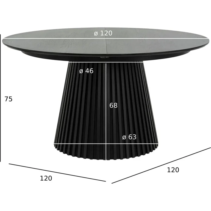 Esstisch Gobens Ausziehbar Ø120-220 cm Eiche Schwarz- Flexibler Holztisch – Bild 3