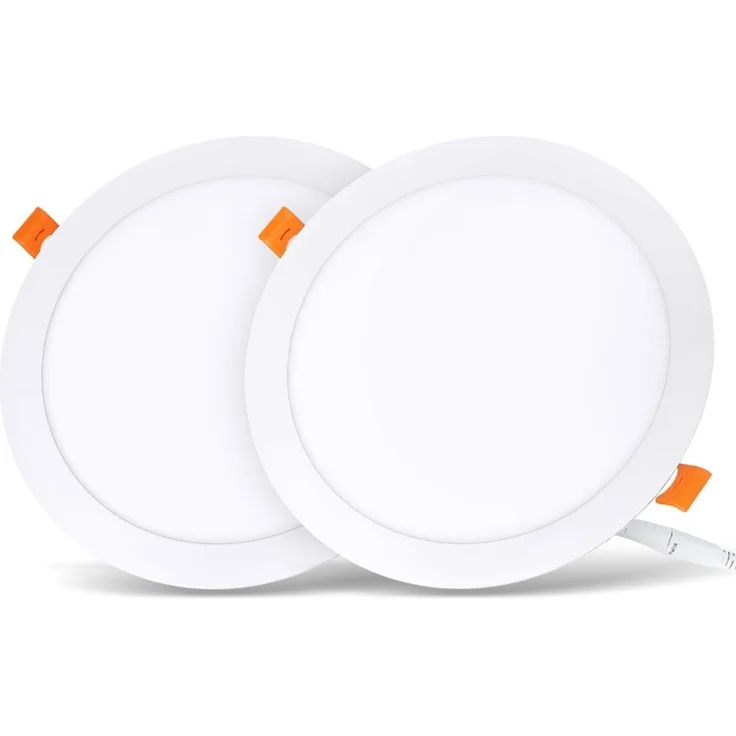 LVWIT 2x18W Ultraslim LED Einbauleuchten, ersetzt 150W Halogen, runde Deckenleuchte mit Treiber, Neutralweiß 4000K, 1650 lm, AC 230V, Downlight/Einbaustrahler/Einbauspots (2er Pack) – Bild 1