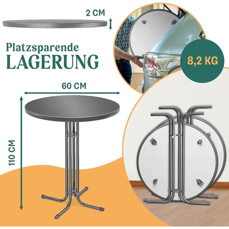 KESSER® Gastro Stehtisch klappbar - Gastronomie Bistrotisch rund - Wetterbeständiger Klapptisch Gartentisch - Runder Partytisch - Hitzebeständig - Stabil und sicher Anthrazit, Ø 60 cm, 1er Set – Bild 2