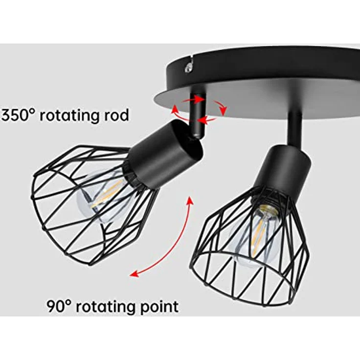 Dehobo Led Deckenstrahler Schwenkbar 350°, Deckenleuchte E14 3 Flammig Schwarz, Spotleuchte Wand, Deckenlampe Spots Led, LED Wandstrahler für Küche, Wohnzimmer, Schlafzimmer, Nein E14 Leuchtmittel – Bild 3