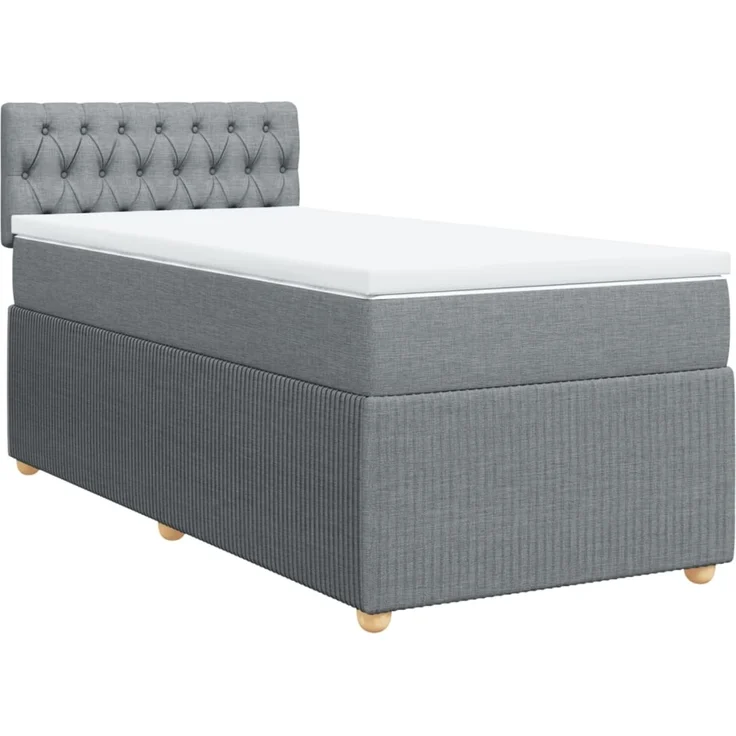 vidaXL Boxspringbett mit Matratze Hellgrau 90x200 cm Stoff 3287346 – Bild 2