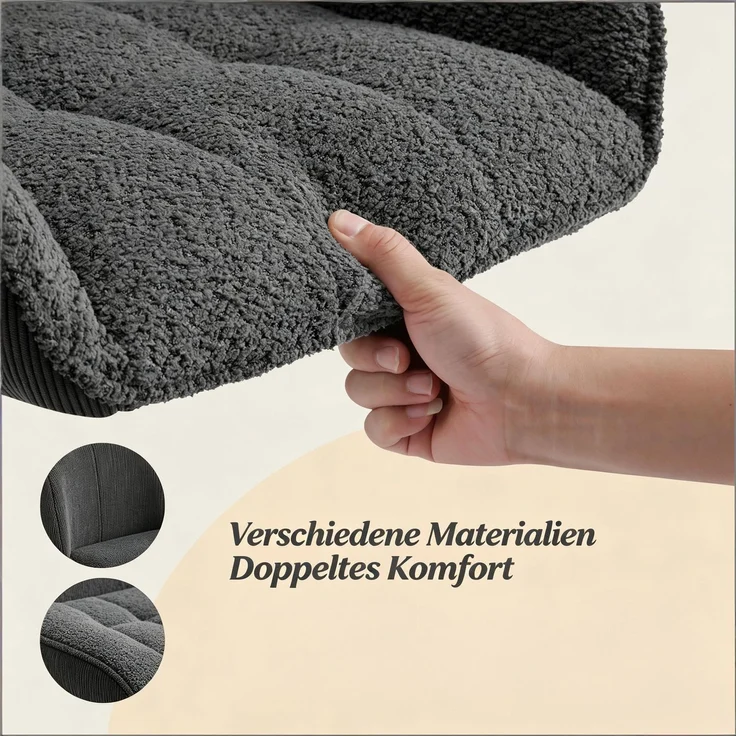 Weicher Essstühle,Küchenstühle,Kleiderstühle,Schreibtischsühle,Barstühle(Nur Set von 2 Bar Hocker)--Dunkelgrau--50x52x109cm--YOUDENOVA – Bild 3