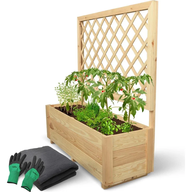 2er Set Pflanzkästen mit Rankgitter - Kiefer - 98 x 34 x 104cm – Bild 6