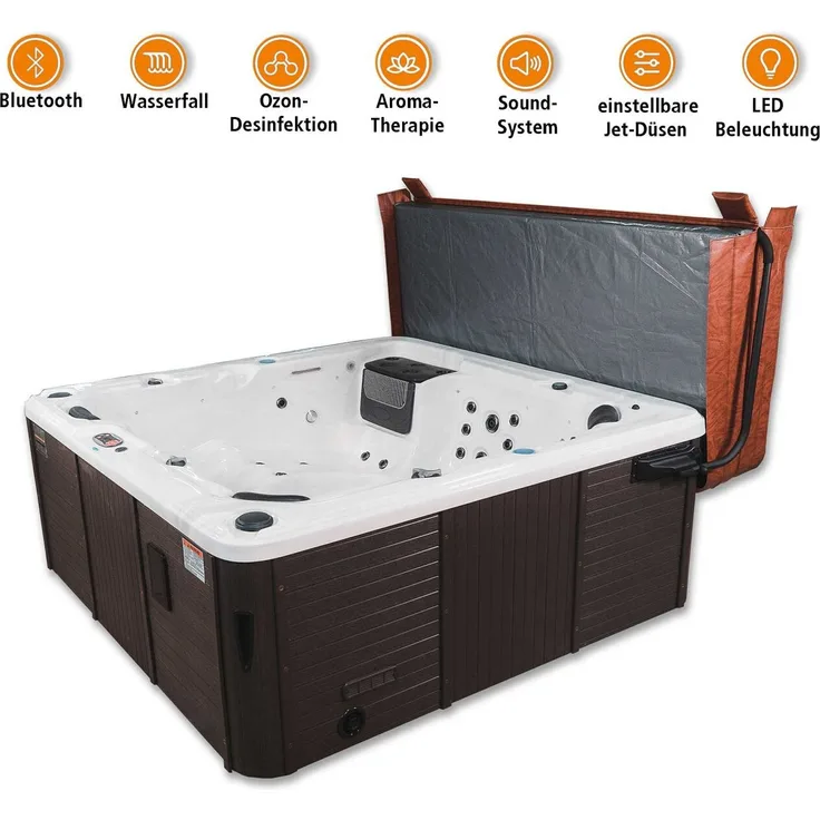 Canadian Spa Whirlpool Toronto UV, 6 Personen mit Abdeckhilfe, Stufe und 44 Düsen, energieeffizient