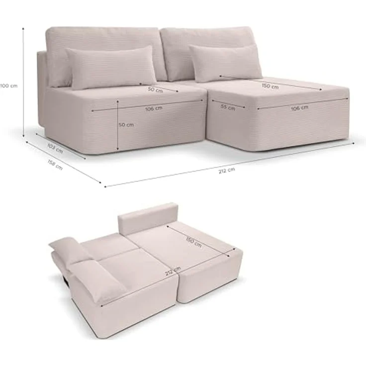 Ecksofa (B/H/T: 213x95x158 cm) in Grau-beige – Bild 3