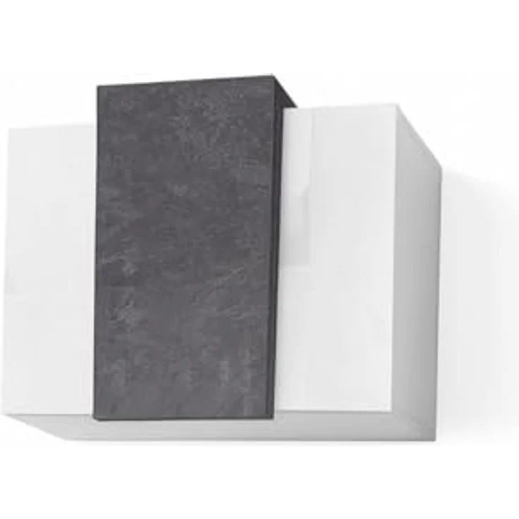Dmora - Wandschrank Michael, Mehrzweckgarderobe, Wandschrank, 100 % Made in Italy, 90 x 38 x 66 cm, glänzendes Weiß und Schiefer, – Bild 5