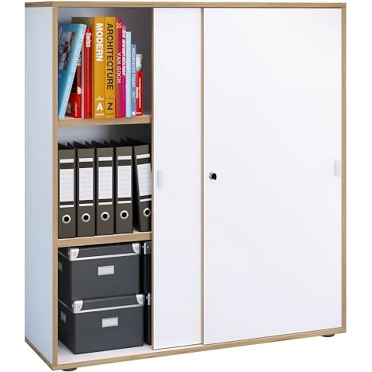 VCM Büroschrank Salia 920791 Weiß H. 110 x B. 100 x T. 37 cm