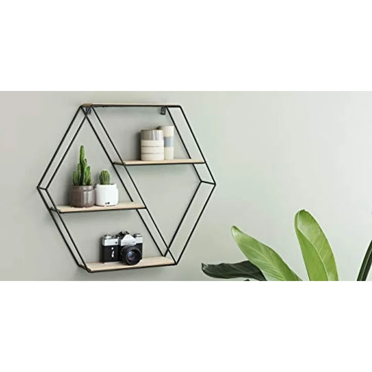 Mascot Regal LIFA LIVING Wandregal Malaga Holz Metall, Hängeregal, 66,5x14,3x33,6cm, 1-tlg. – Bild 2