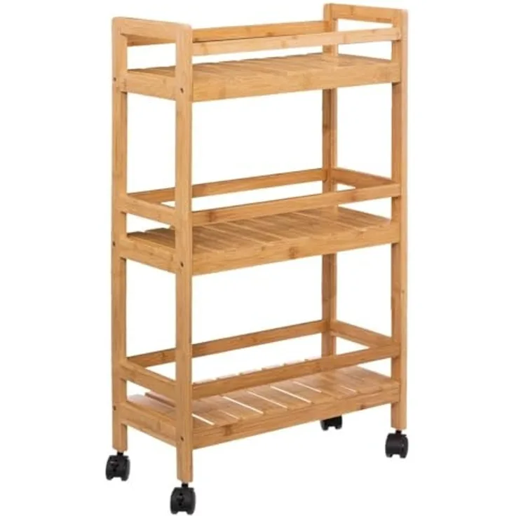5five Simply Smart Rollregal Trolley Linha mit 3 Fächern, Servierwagen, Bambus, 80 cm, 189605