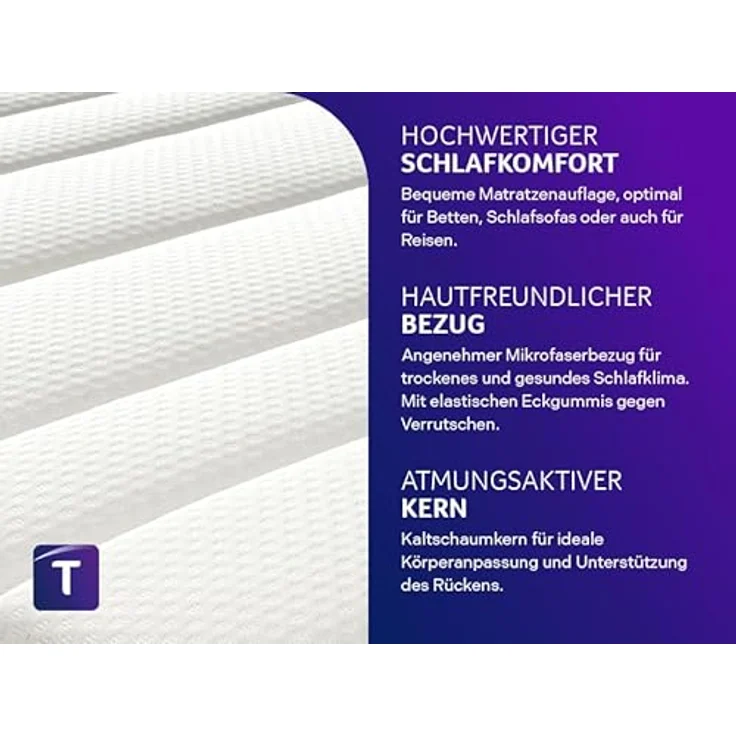 Traumnacht SleepGuard Kaltschaum-Topper, Matratzenauflage, Schoner für Matratze bis 30 cm, Allergiker geeignet, Öko-Tex Zertifiziert, 90x200 cm, produziert nach deutschem Qualitätsstandard – Bild 2