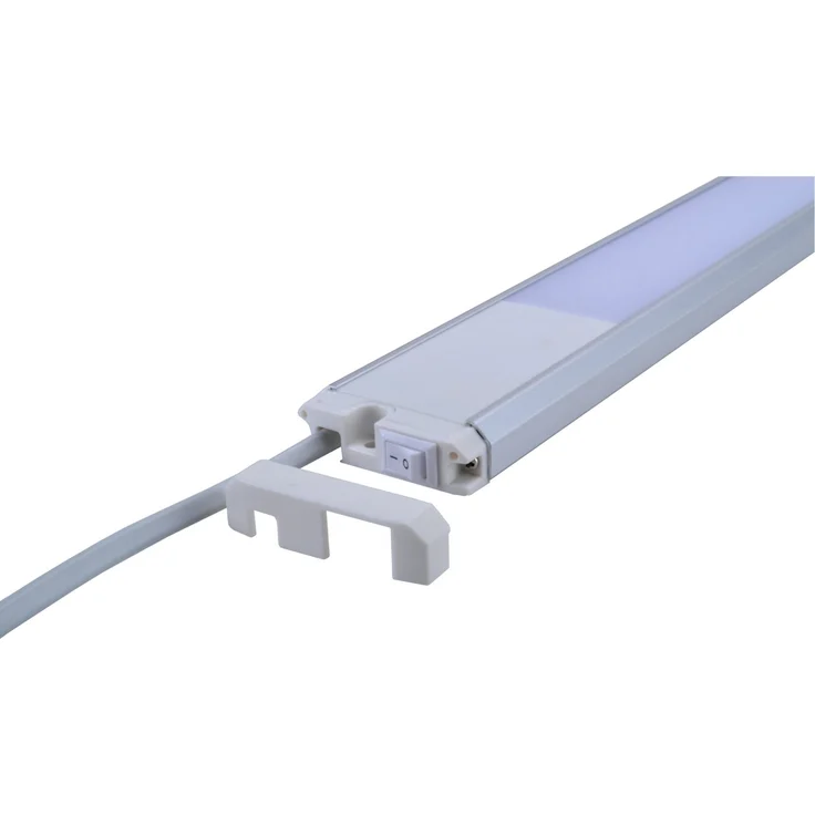 TRANGO LED Unterbauleuchte, Dimmfunktion, 2533 LED Unterbaulampe 4-Stufen dimmbar *SUN* Lichtleiste, Küchenunterbau Beleuchtung 600mm lang 12 Watt 230V in Titan/weiß inkl. Touchdimmer ON/Off Schalter 3000K warmweiß Led Leiste, Aufbauleuchte, Schrankbel... – Bild 3