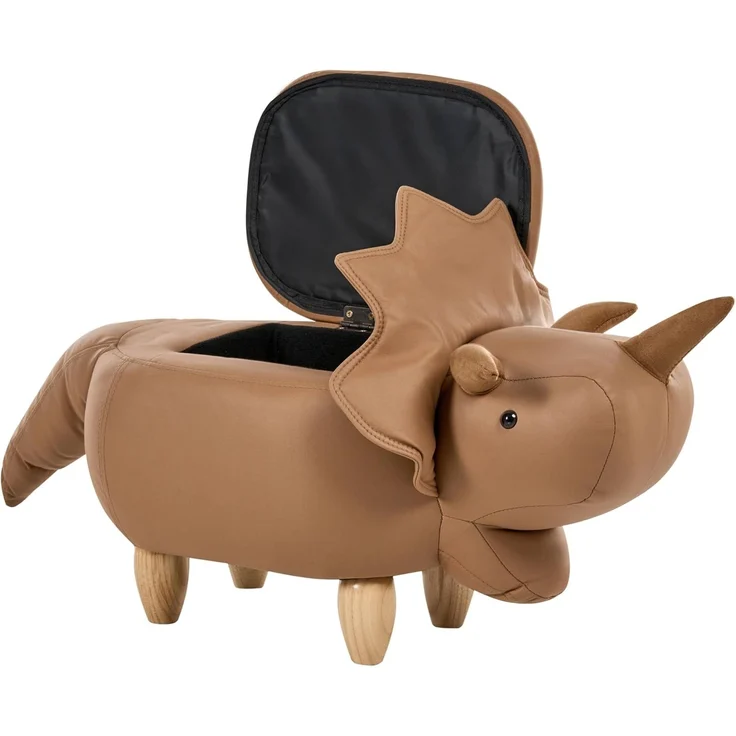 Tierhocker mit Stauraum TRICERATOPS Dinosaurier Stoff Braun – Bild 4