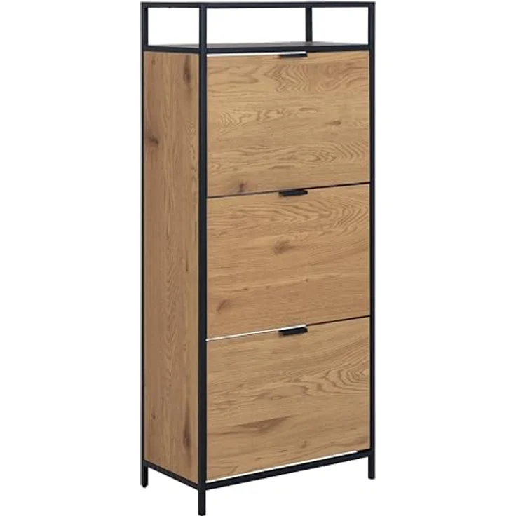 Livetastic Schuhschrank, Schwarz, Wildeiche, 3 Schubladen, 56x129x30 cm, Schuhaufbewahrung für Garderobe – Bild 1