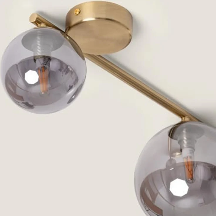 LEDKIA LIGHTING Deckenleuchte Moonlight Brass, 4 Spots, Metall & Rauchgrau Glas, kompatibel mit G9 Glühbirnen, gleichmäßige Lichtstreuung – Bild 5