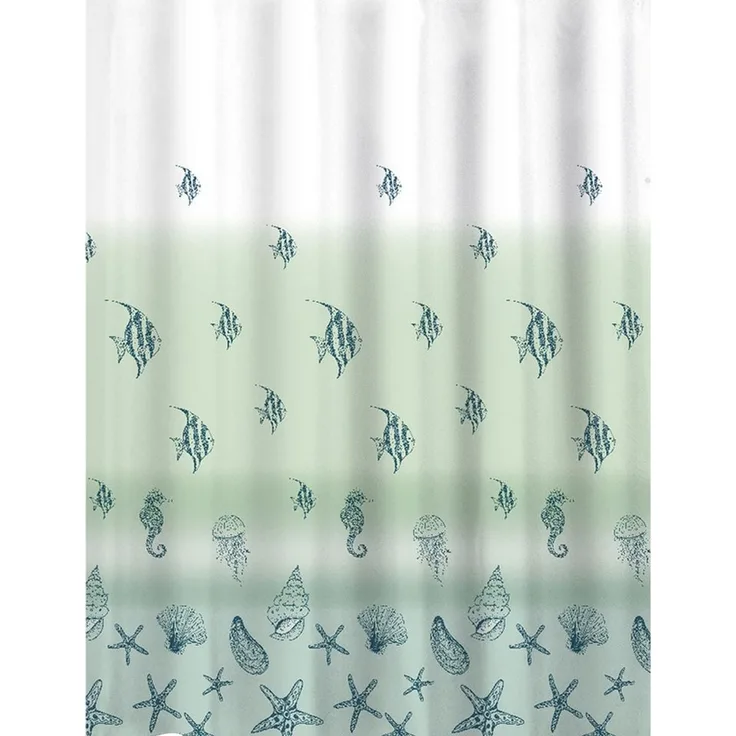 Euroshowers GmbH Duschvorhang Meereswelt Grün 180 × 200 cm Polyester mit 12 Ringen Breite 180 cm