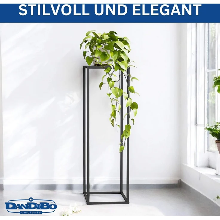 DanDiBo Pflanzenständer Metall Schwarz Eckig 100 cm 96589 Beistelltisch Hoch Blumenhocker Blumenständer Design Modern – Bild 5