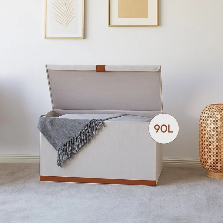 hausleben Aufbewahrungsbox Faltbar mit Deckel & Griff, Verstärkt mit Holz – Bild 3