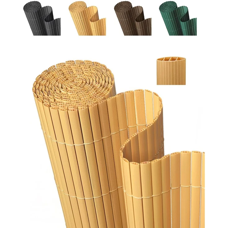 paramondo PVC Sichtschutzmatte Sichtschutzzaun 100x300 cm, Dreifache Verstärkung für Garten Terrasse, Privatsphäre Balkon Sichtschutz Zaun Windschutz Wetterfest mit Strukturierter Oberfläche, Bambus