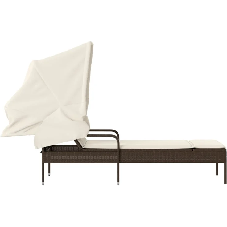 vidaXL Sonnenliege mit Dach Braun Poly Rattan 368189 – Bild 6