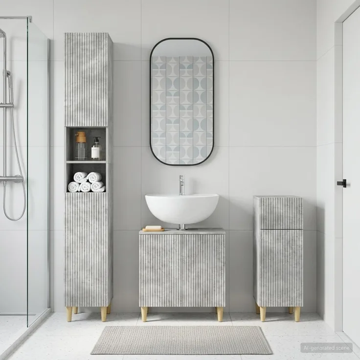 vidaXL 3-teiliges Badezimmer-Schranksystem ARNHEM Betongrau 3417849