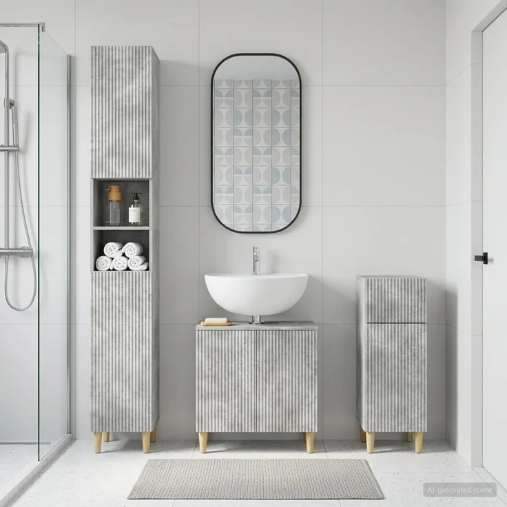 vidaXL 3-teiliges Badezimmer-Schranksystem ARNHEM Betongrau 3417849 – Bild 1