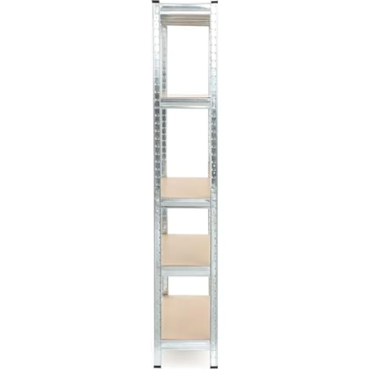 Wiltec Schwerlastregal 75 x 30 x 174 cm, Gesamtlast 875kg, Steckregal verzinkt aus Stahl, Lastenregal mit 5 Ablagen, Werkstattregal – Bild 8