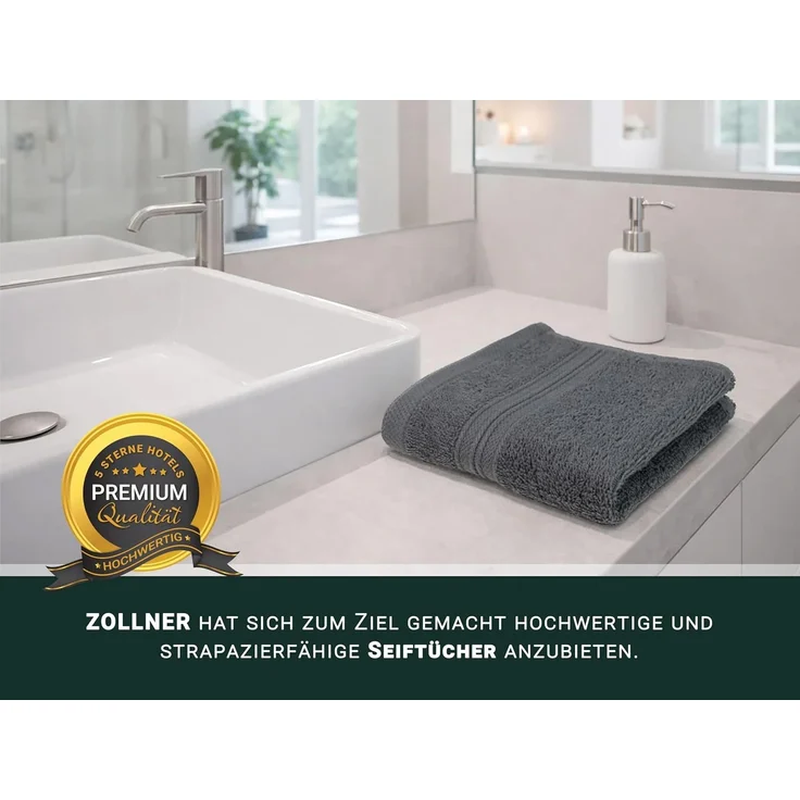 ZOLLNER 10er Set Seiftücher 30x30 cm Baumwolle 500 g/qm grau – Bild 5