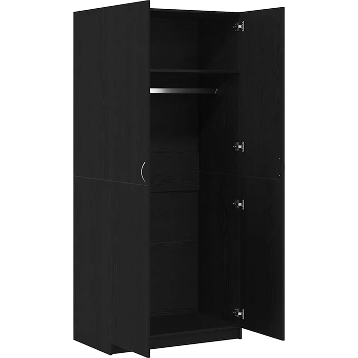 vidaXL Kleiderschrank mit Tür Schwarz Eichen-Optik 90 x 52 x 200 cm 862436 – Bild 4