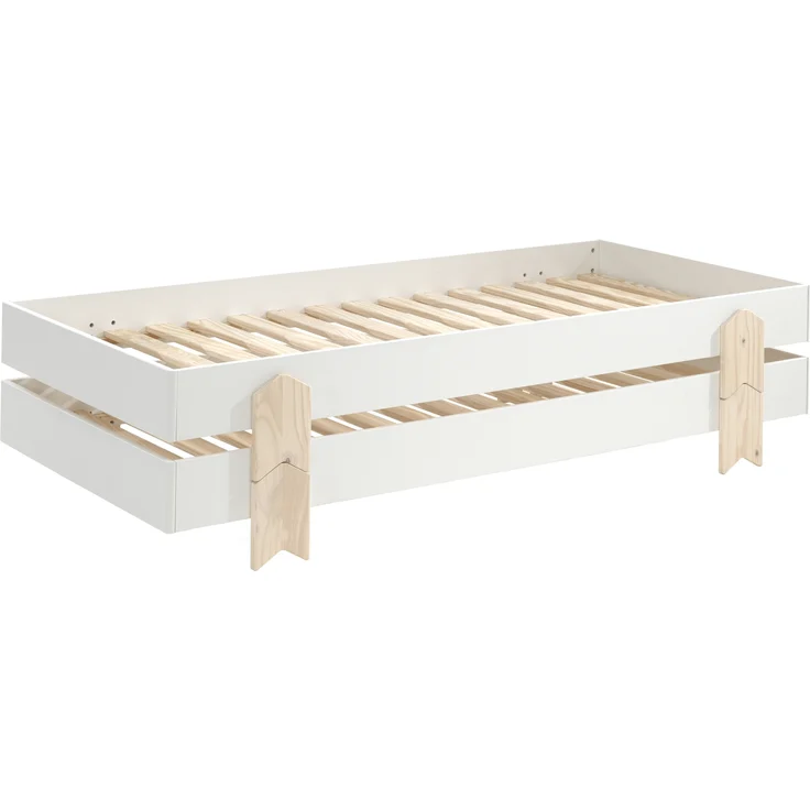 Stapelbett >Moldulo< 2er Set, Lattenrost, weiss lackiert - je 203,6x27,5x93,8cm (BxHxT) – Bild 5