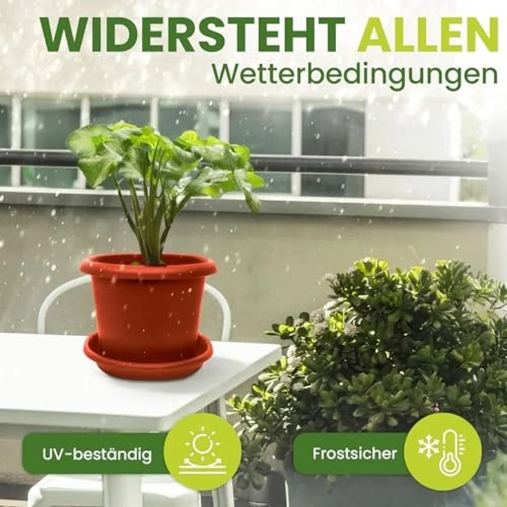 Centi Pflanzkübel Terracotta Blumentopf mit Untersetzer 40 cm (2er-Set) – Bild 3