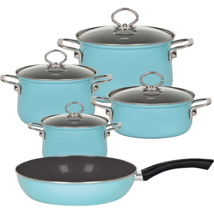 RIESS Topfset 5 teilig kristallblau Emaille