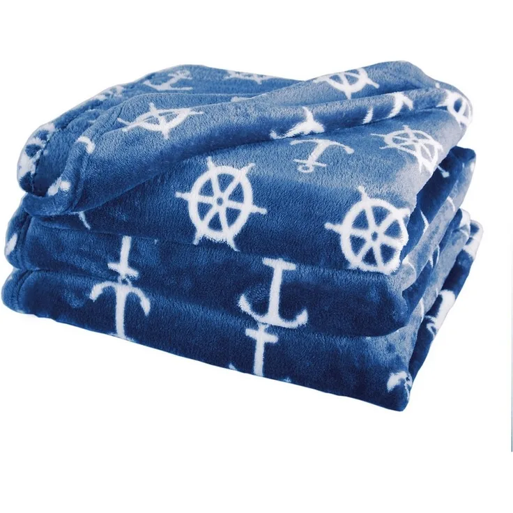 Wohndecke Nautic, Delindo Lifestyle, kuschelig weiche Coral Fleece Decke im maritimen Look