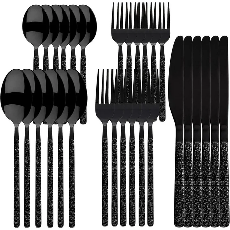 Roxlin Besteck-Set Roxlin Besteckset 30-tlg Stein Design Edelstahl, Gold/Schwarz/Silber, 6 Personen, Edelstahl – Bild 2