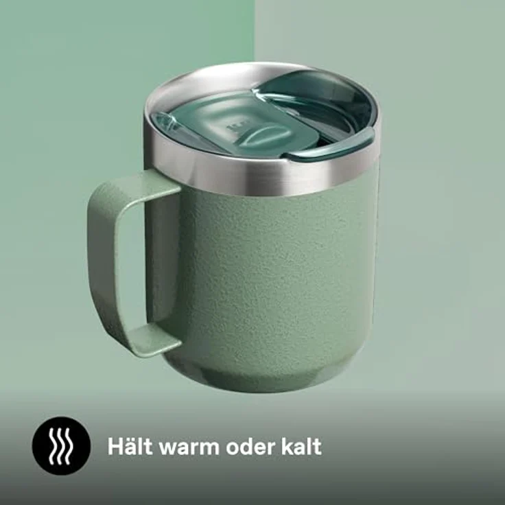 STANLEY 1913 Classic Legendary Camp Mug Thermobecher 0.35L - Hält 1.5 Stunden Heiß - 3 Stunden Kalt - BPA-Frei - Spülmaschinenfest - Edelstahl Kaffeebecher To Go - Hammertone Green – Bild 5