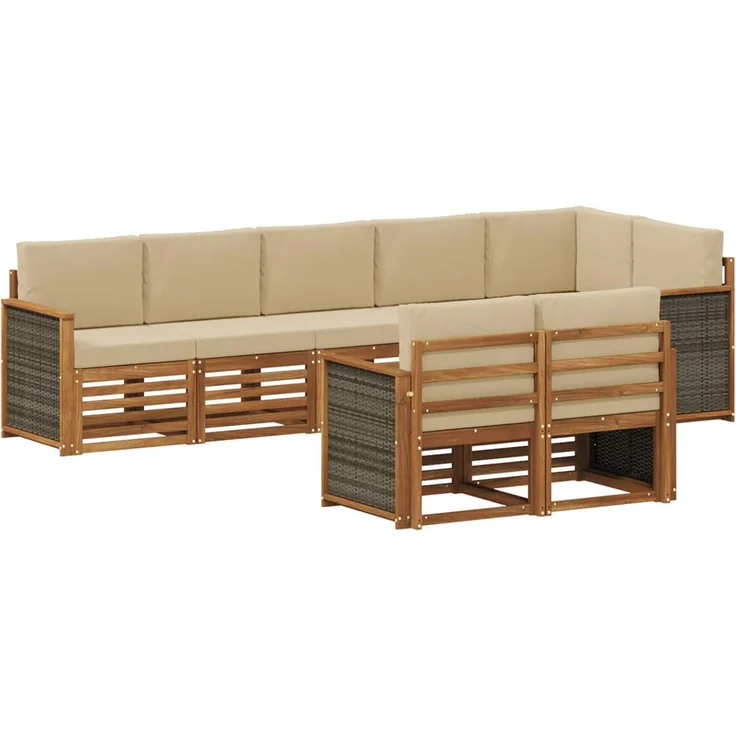 vidaXL Outdoor-Sofagarnitur 7 stk. 8-Sitzer Natur und Beige 3384499 – Bild 2