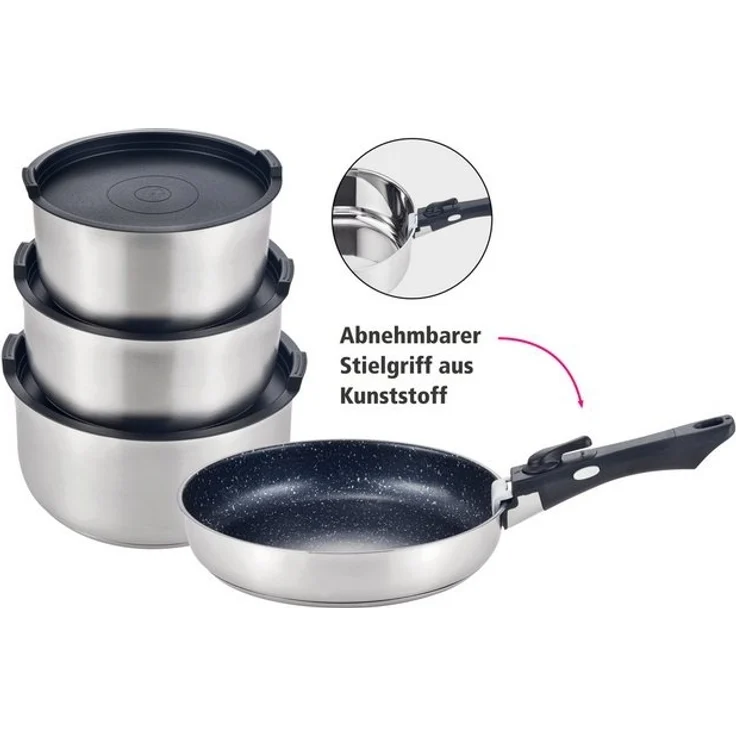 GSW Topf-Set EASY CLICK, Edelstahl (Set, 8-tlg), ideal für den Camper geeignet. Induktion – Bild 4