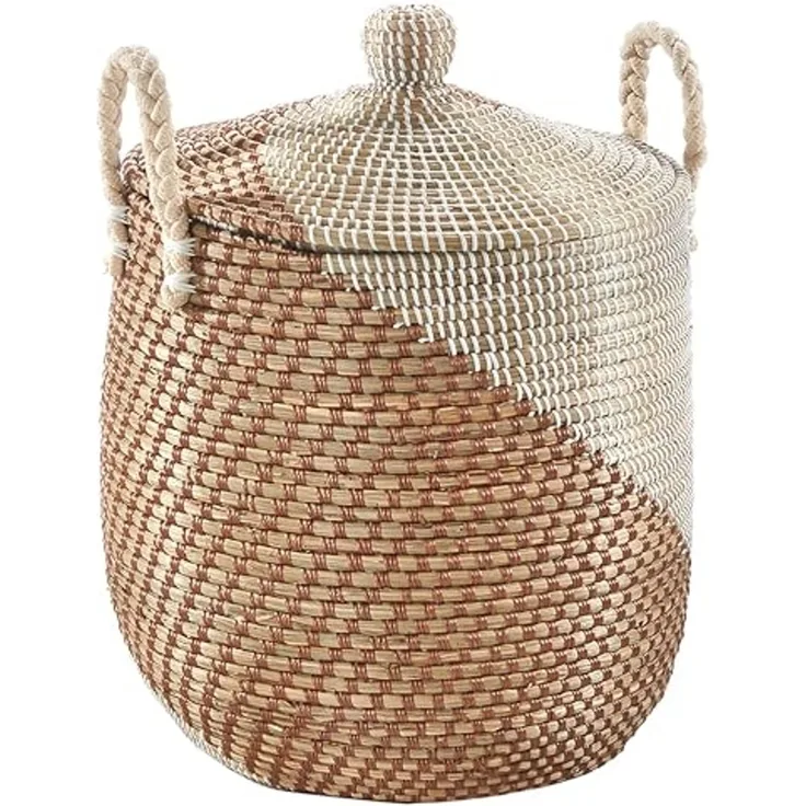 Kobolo Aufbewahrungskorb Schlangenkorb Korb NAGA Seegras inkl. Deckel (Stück, 1 St, 1 Stück), Korb mit Deckel