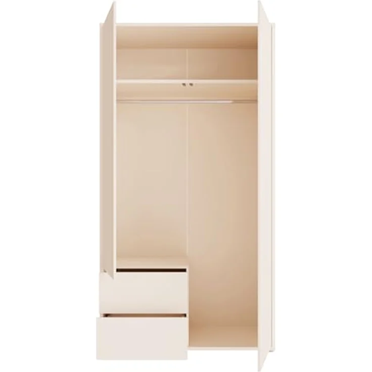 Forte Alice Springs Garderobenschrank 120, modern-minimalistisch, 2-türig, 2 Schubladen, Flurschrank, Holzwerkstoff, Kaschmir Beige, 114,5 cm breit x 214,3 hoch x 60 cm tief – Bild 5