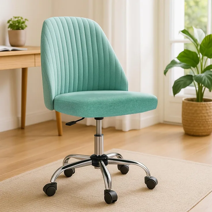 DUMOS Bürostuhl Schreibtischstuhl schminktisch Stuhl kleine Schreibtischstühle mit Rollen niedlicher Drehstuhl mit Rückenlehne armlos Heimbüro Bürostuhl