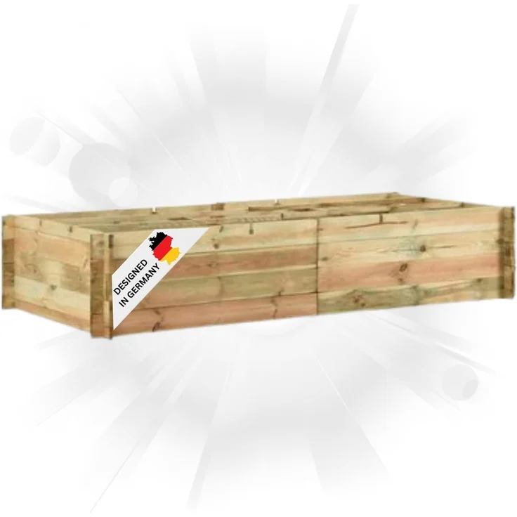DELUKE® Hochbeet aus Kiefernholz FILIP Grün, imprägniert 197x100x40cm Wetterfest Gartenbeet Holz Kräuterbeet Blumenbeet Beet hoch Frühbeet für Garten Gemüsebeet – Bild 1