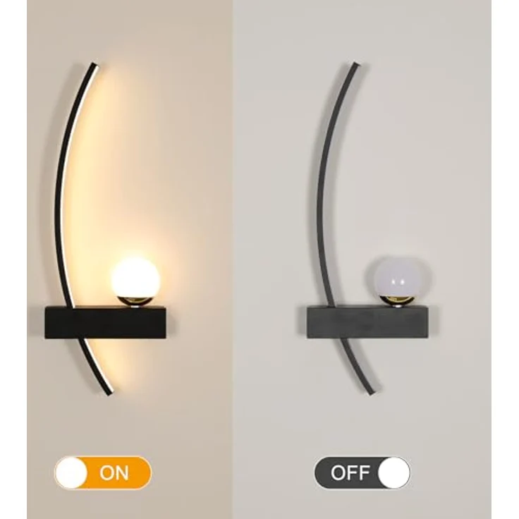 Goeco LED Wandleuchte Innen, 14W Moderne Wandlampe LED mit Geschwungenem Design, Wandbeleuchtung Schwarze für Schlafzimmer Korridor Wohnzimmer Treppe – Bild 6
