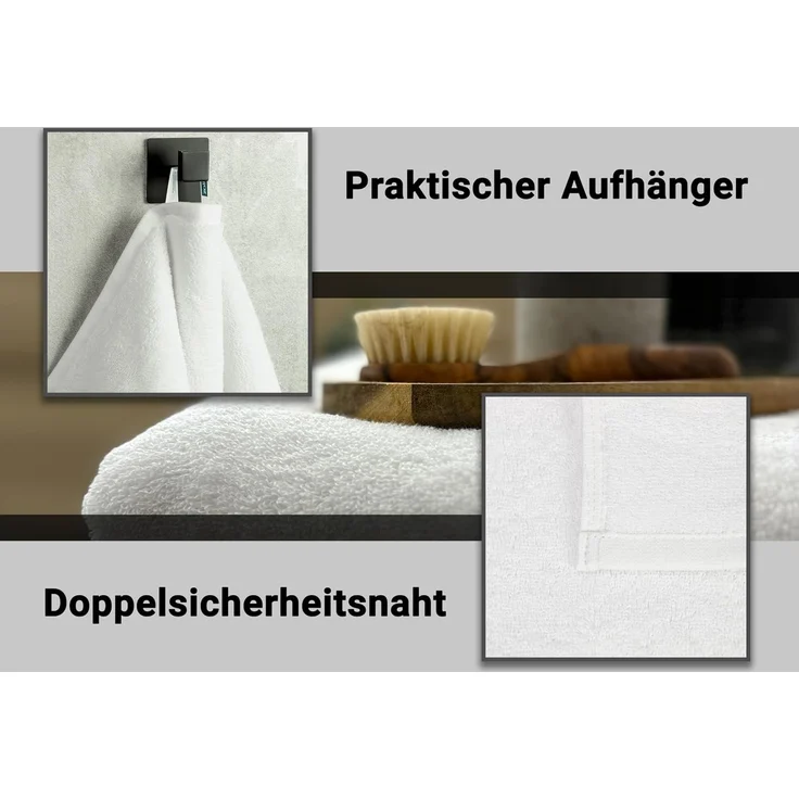 ZOLLNER 10er Set Tücher mit Aufhänger, 50x100 cm, Weiß – Bild 5