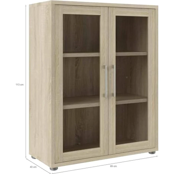 Dmora - Kommode Laureen, Wohnzimmerbuffet, Wohnzimmer-Sideboard, Moderne Küchen-Speisekammer, 89x40 h113 cm, Eiche – Bild 3