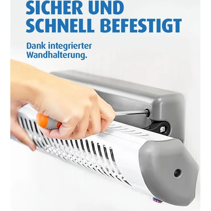 Reer 'EasyHeat' Wickeltischstrahler, Heizstrahler mit Wandhalterung, Wärmelampe fürs Baby, kompaktes Design, weiß/grau, 46x12 cm (BxH) – Bild 6