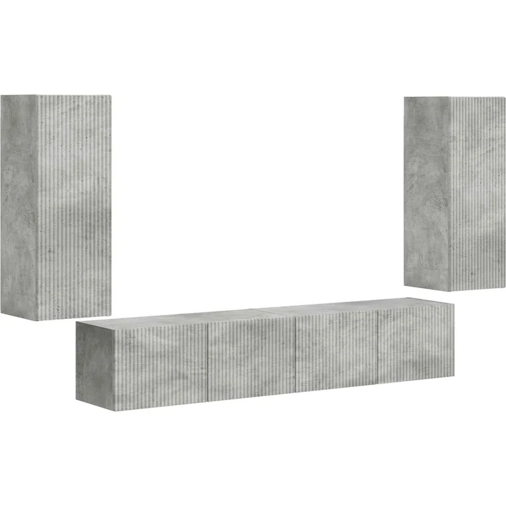 vidaXL TV-Wandregal-Set Wandmontiert 4 pcs Beton Grau Holzwerkstoff 3408919 – Bild 2