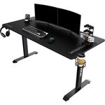 ULTRADESK Momentum | Ergonomischer Gaming-Stuhl mit riesiger Arbeitsfläche, XXL-Pad, Handy-Ständer, Becherhalter | Stahlkonstruktion mit Verstärkungen, belastbar bis 130 kg | Schwarz, 152,5x70 cm